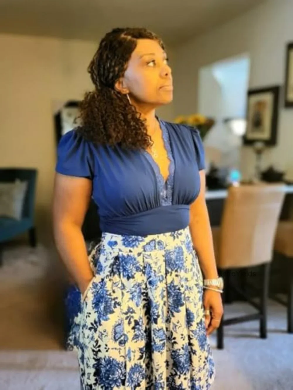 Vintage Pleated A-Line Midi Skirt with Pockets Cotton Fiber